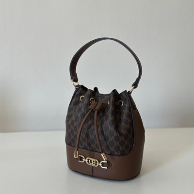 Chrisbella Classic Bucket Shoulder Bag with pouch and Long Strap
