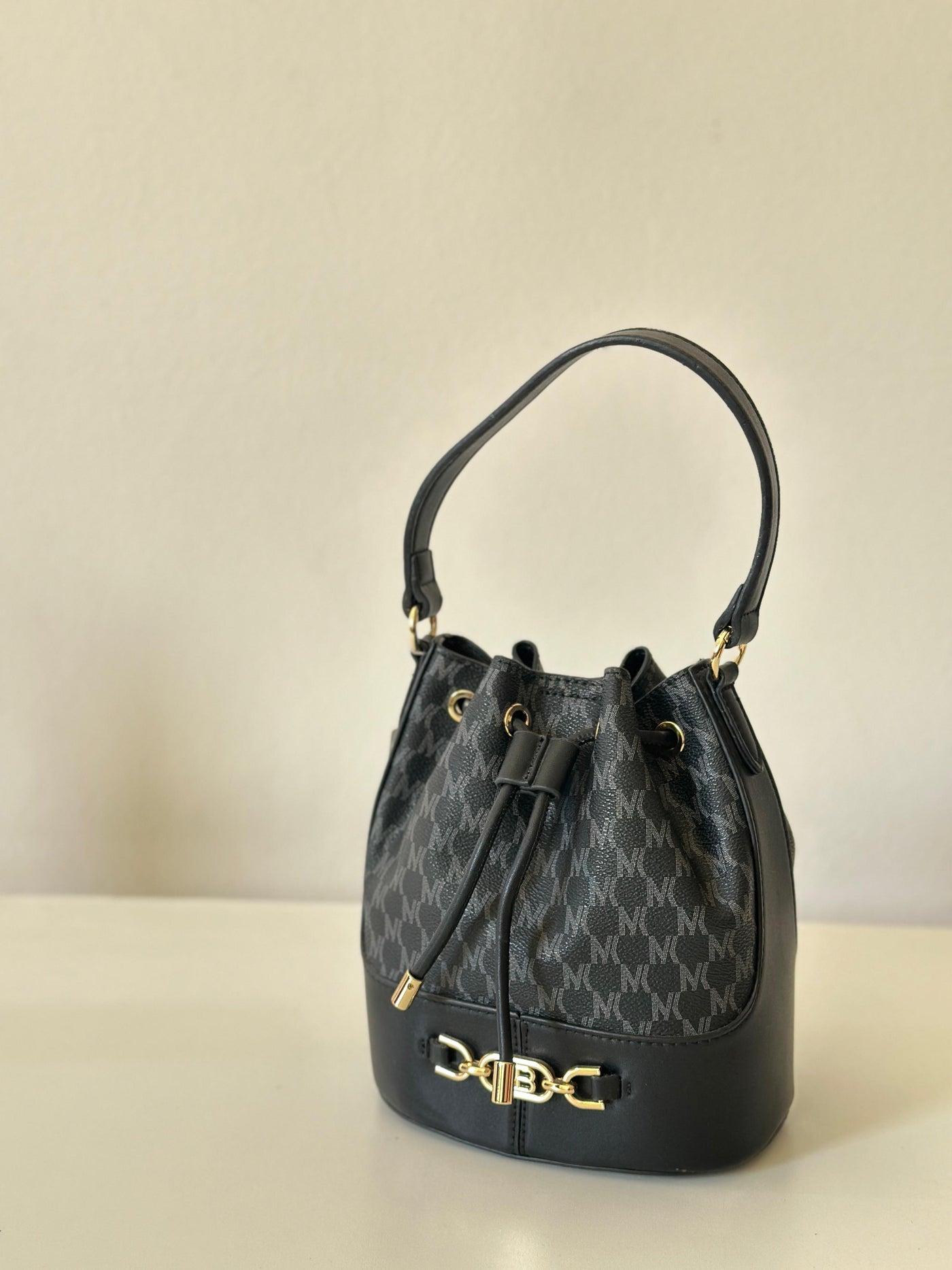 Chrisbella Classic Bucket Shoulder Bag with pouch and Long Strap
